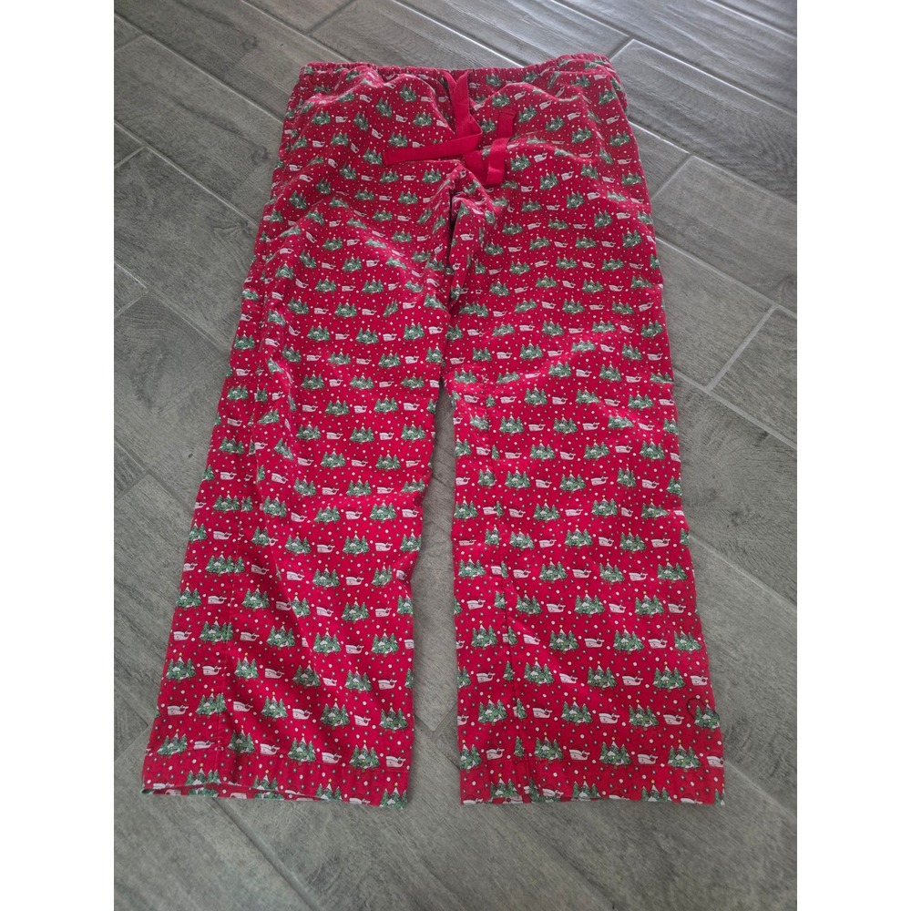 Vineyard Vines Womens Christmas Pajama Pants Red Whale Santa Hat Tree Medium
